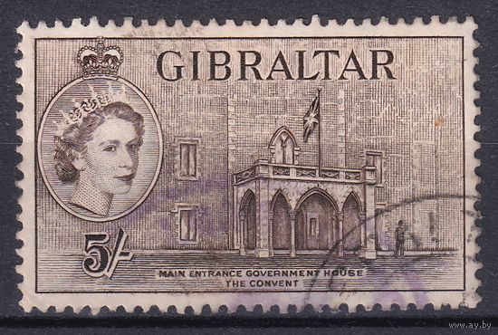 61.BrK. Великобритания. Колонии. Гибралтар. Елизавета II. Местные мотивы. 1953 г. 5 Sh. Mi.#145.