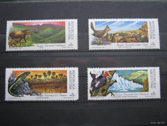 Марки - фауна, Аргентина, 1989, 4 шт., звери, птицы