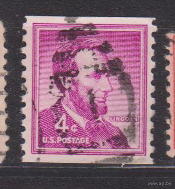 Авраам Линкольн Президенты Известные Люди Личности США 1954 год лот 11 С ИНТЕРЕСНЫМ ГАШЕНИЕМ