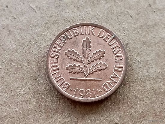 ФРГ 1 пфенниг, 1980"D" (К-U-)