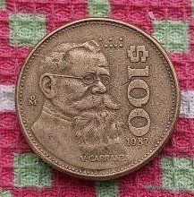 Мексика 100 песо 1987 года, UNC. Орел.