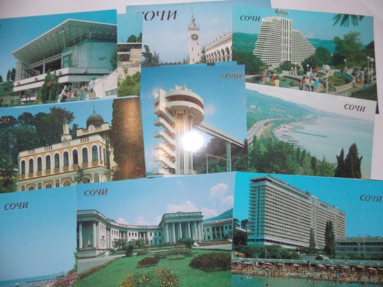 Сочи- набор открыток, 1989г, 18 шт, полный комплект