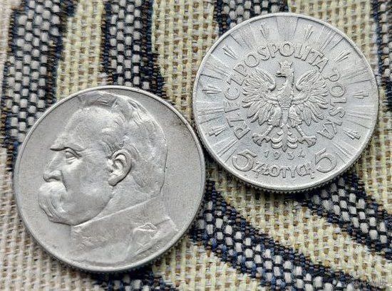 Польша 5 злотых 1934 года. Юзеф Пилсудский. Предложи свою цену или обмен!