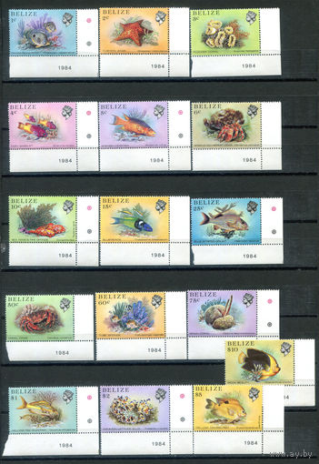 Белиз - 1984/88г. - морская фауна - 16 марок - полная серия, MNH [Mi 729-744]. #4-B6-Z-1-2