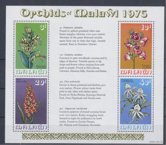[1470] Малави 1975. Флора.Цветы.Орхидеи. БЛОК MNH