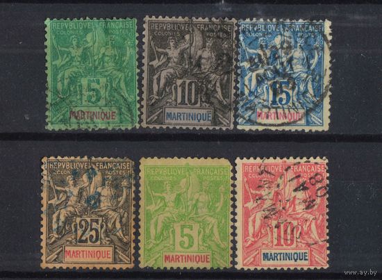 Fr Колонии Мартиника 1892-900 Вып Мореплавание и торговля Стандарт #29,30,31,33,39,40