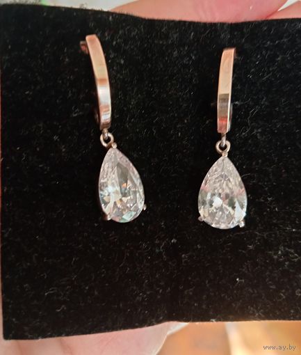 Серьги "Фея Грейс" серебро 925пр., золото 375пр.