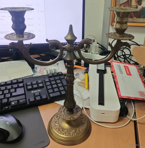 Подсвечник в тяжелом металле. Фонарь. 30см. Без изьянов