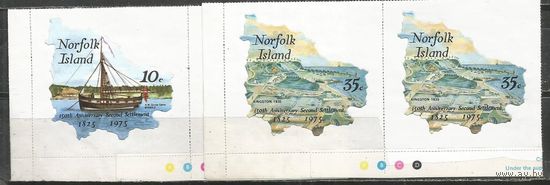 Норфолк. 150 лет второго поселения. 1975г. Mi#168-69. Серия в парах.