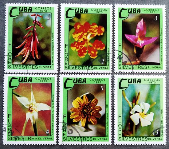 Марки Куба 1973 год Цветы