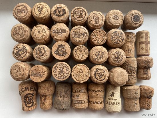 Небольшая коллекция пробок от шампанского 37 шт . без повторов . Европа