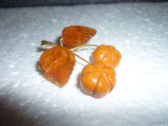 Редкая Янтарная Брошь Физалис SBM 20-30-ые гг. Старая Германия