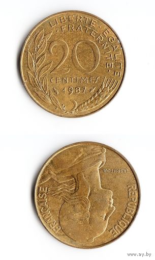 20 сантимов Франция 1987 год