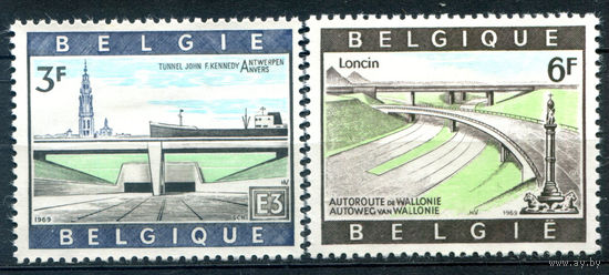 Бельгия - 1969г. - архитектура, мосты - 2 марки - полная серия, MLH [Mi 1570-1571]. #2-Be-44-B-1