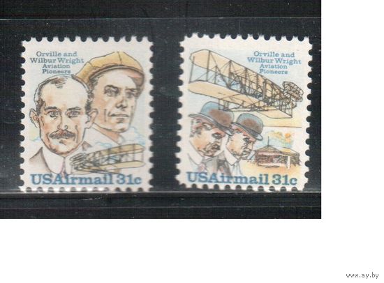 США-1978, (Мих.1362-1363) , ** , История авиации, Братья Райт (полная серия)(2)