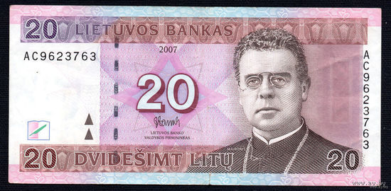 ТОРГ! 20 Лит 2007! Серия AC! Литва! ВОЗМОЖЕН ОБМЕН!