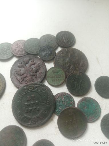 Сборка хорошей Царской меди. РИА ,ВКЛ. 20 Монет. Есть ПОЛУШКА 1855 года, Александра. Не частая монета.