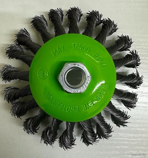 Щетка для УШМ, 125 мм, М14, "тарелка", крученая металлическая проволока Сибртех