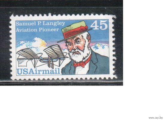 США-1988, (Мих.1977),  * (без клея), Пионеры авиации, Личности, (одиночка),(2)