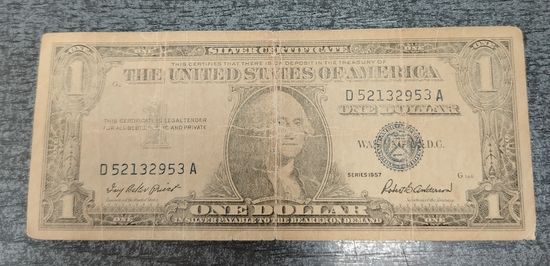США. 1 доллар 1957. Серебряный сертификат. Распродажа личной коллекции