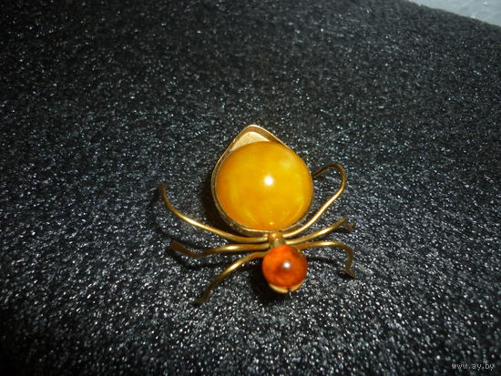 Янтарная Брошь Паучок Муравей Редкий Вид СССР 70-ые Клеймо