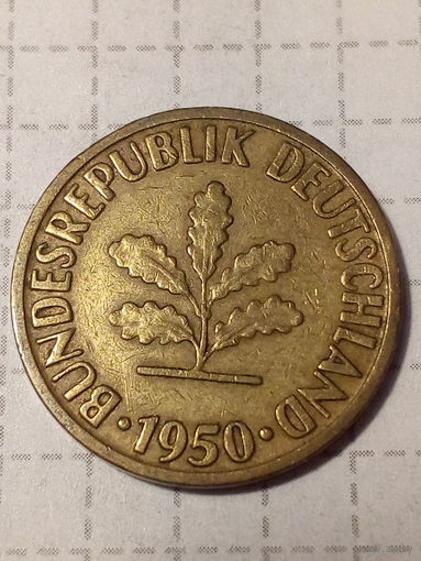 10 пфеннигов ФРГ 1950 год J