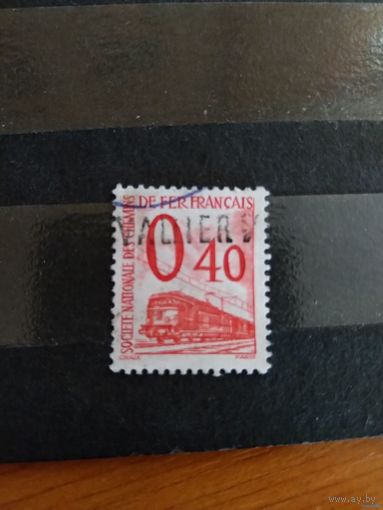 1960 Франция марка оплаты пересылки посылок (пакетов) по железной дороге поезд паровоз Ивер 35 оценка 9 евро (2-5)