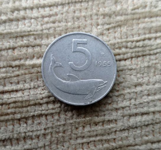 Werty71 Италия 5 лир 1955 Рыба Дельфин