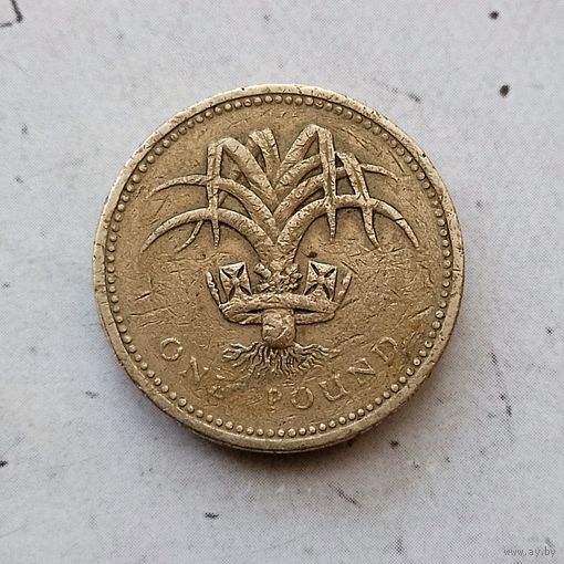 1 фунт 1985 года Великобритания. Королева Елизавета. Родная патина!