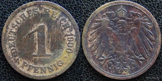 YS: Германия, Рейх, 1 пфенниг 1900D, KM# 10 (2)