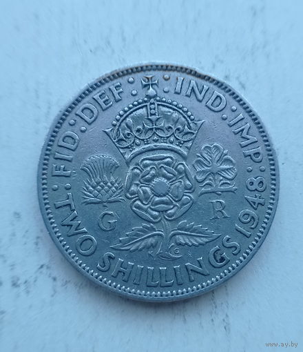 Великобритания 2 шиллинга = 1 флорин 1948 год с IND: IMP: