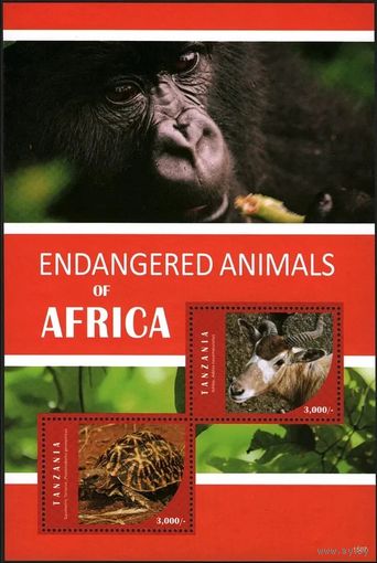 2016 Танзания 5235-5236/B690 Фауна, Черепахи, Обезьяны 9,00 евро