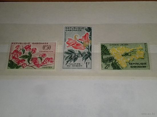 Габон 1961 Флора. Цветы. 3 чистые марки одним лотом