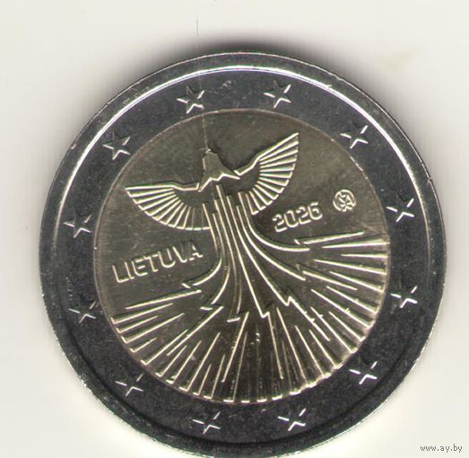 2 евро 2026 г. Энергетическая независимость Литвы