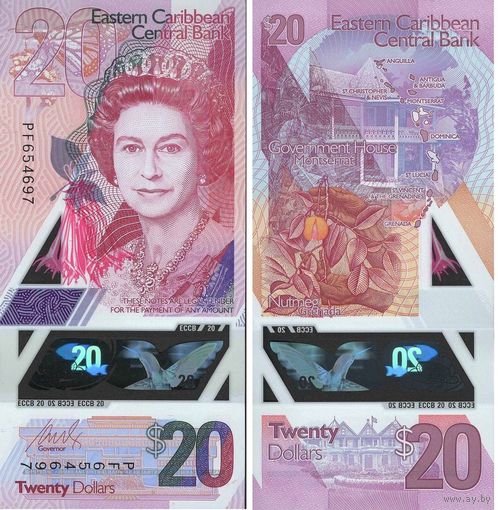 Восточные Карибы 20 долларов 2019 год UNС (полимер)