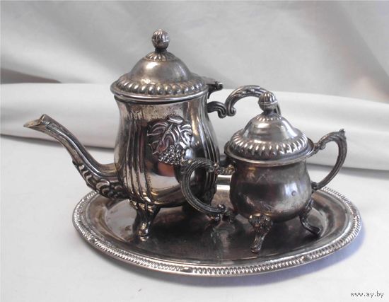 Сервиз Набор кофейный Кофейник + Сахарница на подносе