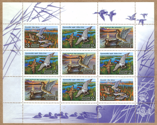 Малый лист Россия утки 1992