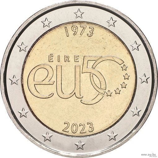 2 евро 2019 Ирландия 50 лет в ЕС  UNC из ролла