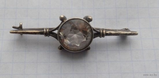 Брошь. Горный хрусталь. Серебро.