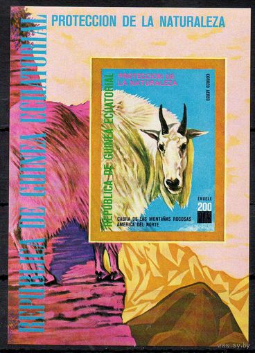 Фауна Дикие животные Экваториальная Гвинея  1977 год 1 блок (М)