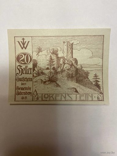 Австрия 20 геллеров нотгельд Эйденберг - 2101