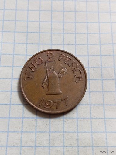 2 пенса 1977 года. Остров Гернси