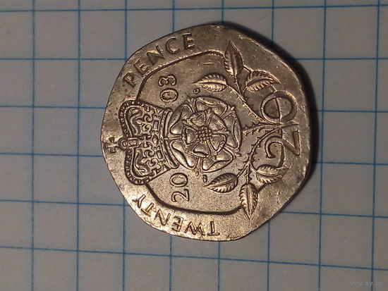 20 пенсов Великобритания 2003 год.