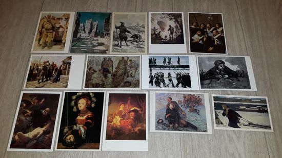 Оружие доспехи униформа живопись открытки СССР - войны сражения революции битвы и бои
