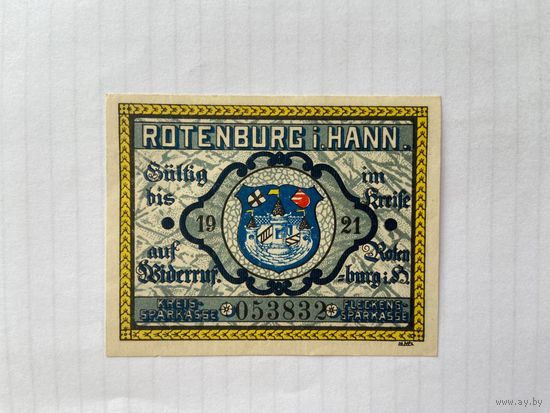 Нотгельд 25 пфеннигов. Роттенбург. Веймарская республика - 04