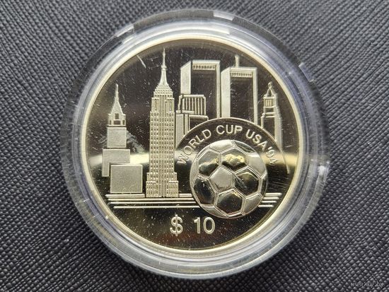 Восточные Карибы 10 долларов 1994 Чемпионат мира по футболу 1994 года! Серебро 925 пробы 31,47 грамм! ОБМЕН!