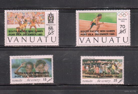 Вануату-1993,(Мих.943-946) ** ,  Спорт, Футбол, Надп(полная серия)