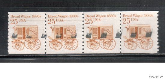 США-1986, (Мих.1859),  гаш. , Стандарт, Транспорт, Повозка для хлеба (одиночка), 4 марки