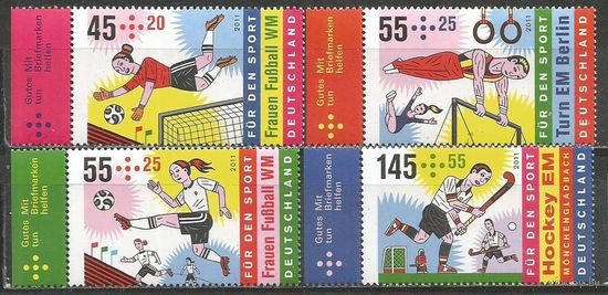 Германия. Спортивные благотворительные марки. 2011г. Mi#2857-60. Серия.