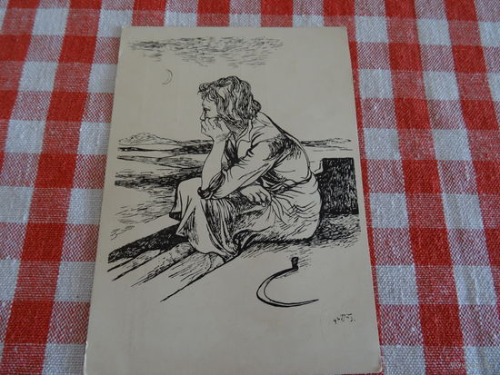 Открытка Ренато Гуттузо, Девушка из римской Кампаньи, 1956 г.